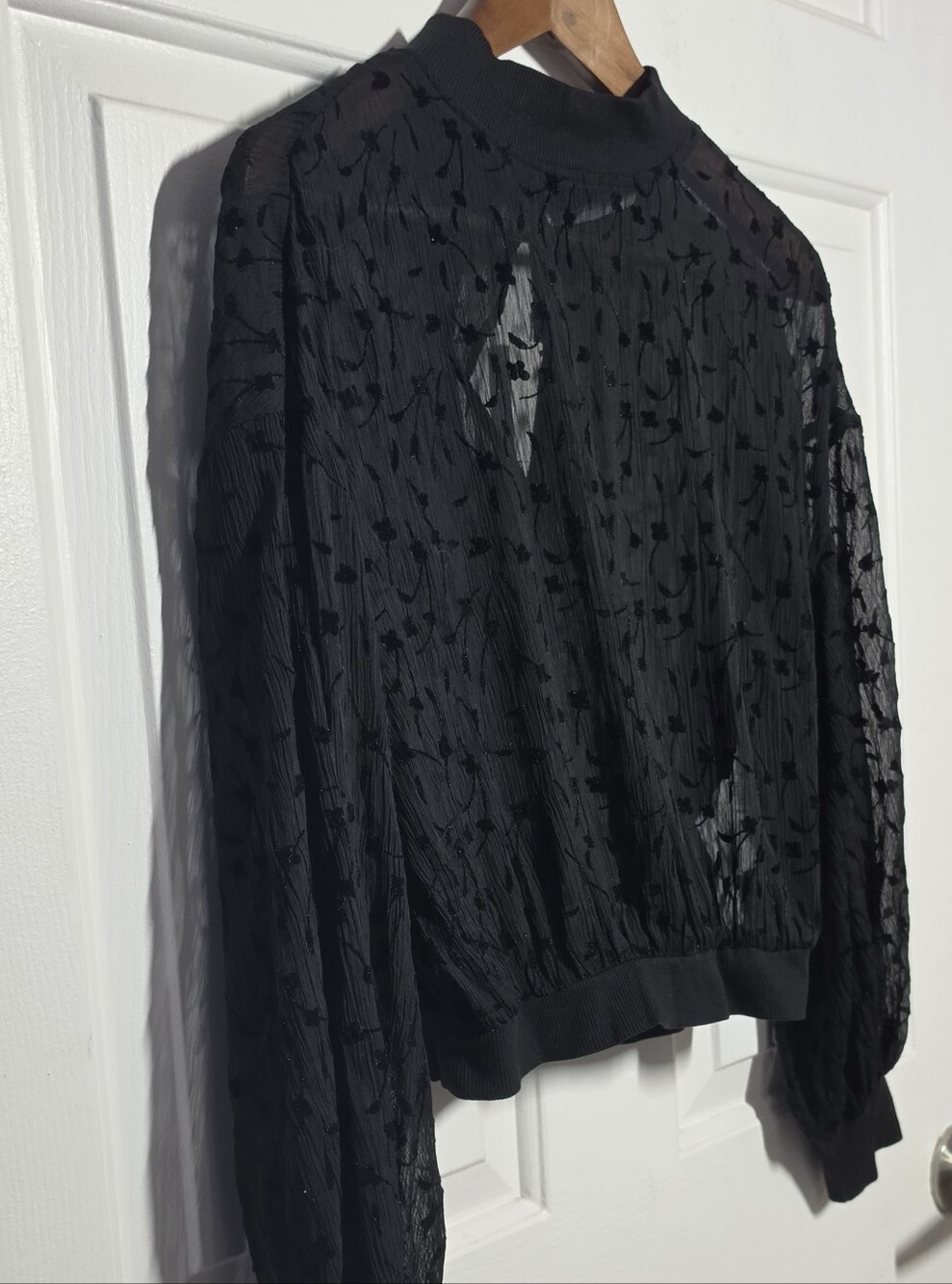Zara Elegant Semi Sheer Black Blouse Top - Picture 8 of 12